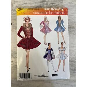 Simplicity Sewing Pattern 2832 Costume Mini Dress Medieval Renaissance 6-12UNCUT